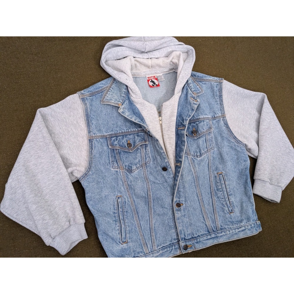 Vintage Rare 90's Mickey Inc Mickey Mouse Denim Hoodie Jacket Size XL - Picture 2 of 12